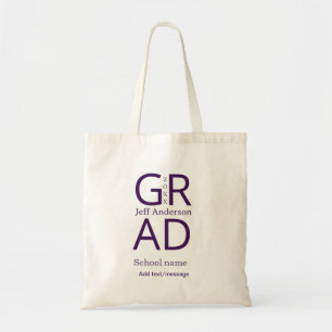 Grad typography modern graduation simple minimal c tote bag