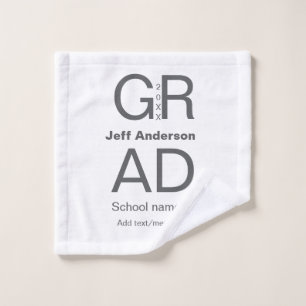 Grad typography modern graduation simple minimal c wash cloth