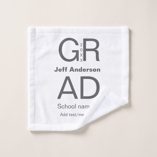 Grad typography modern graduation simple minimal c wash cloth (Wash Cloth)