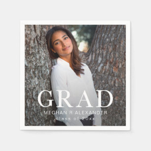 Grad Typography Photo Graduation Party Napkin