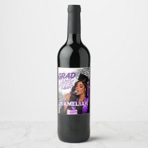 Grad U Ate Black Woman Purple Graduation Wine Label