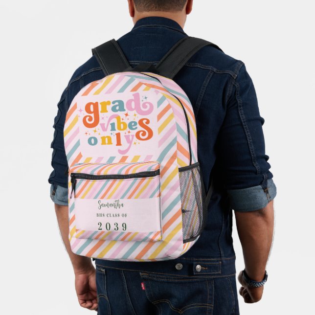 Grad Vibes Only Graduation Party Class Of 2024 Printed Backpack (Insitu (Model))