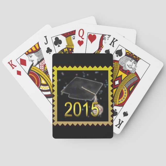 gradaution cap on a high school diploma playing cards (Back)