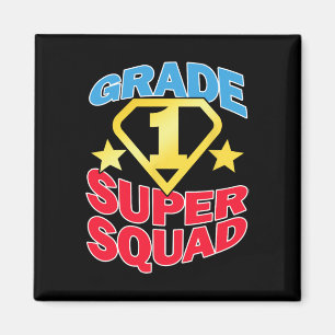 Grade 1 Super Squad Superhero Teacher Team Magnet