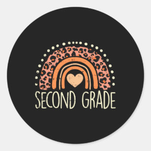Grade 2nd Rainbow First Day Of School Teacher Girl Classic Round Sticker