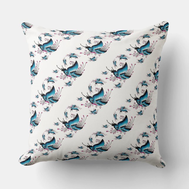 Grade A Cotton Throw Pillow 20x20/Butterflies (Front)