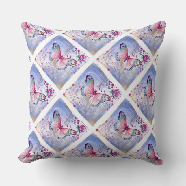 Grade A Cotton Throw Pillow 20x20/Butterfly (Front)