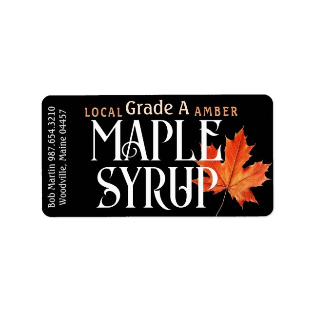 Grade A Maple Syrup with Leaf Label (Front)