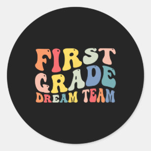 Grade Dream Team Teachers Boys Kids Retro Back To  Classic Round Sticker
