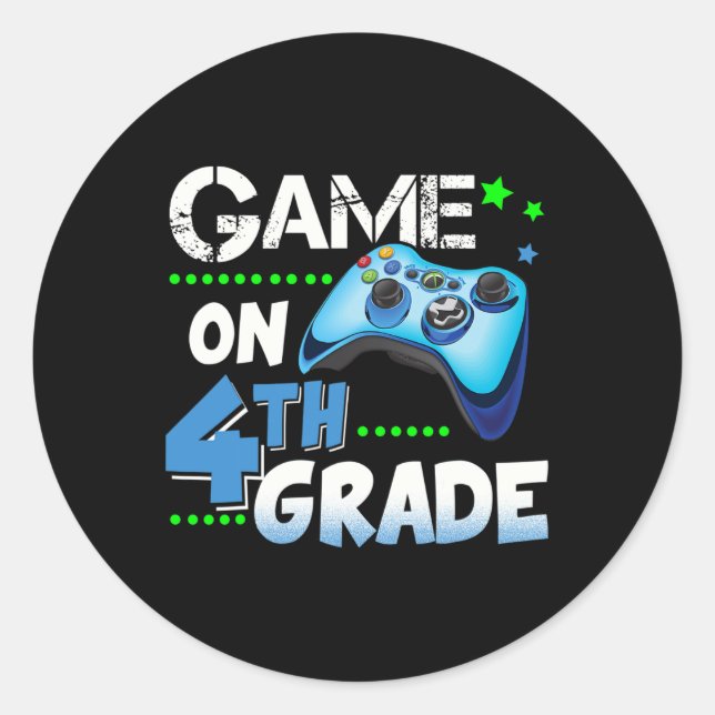 Grade Fun Game On 4th Grade Gift  Classic Round Sticker (Front)