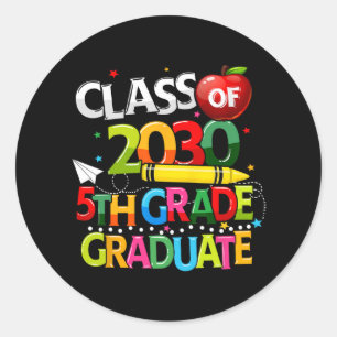 Grade Graduate Cl Of 2030 Last Day Of School Boy G Classic Round Sticker