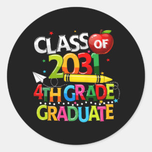 Grade Graduate Cl Of 2031 Last Day Of School Boy G Classic Round Sticker