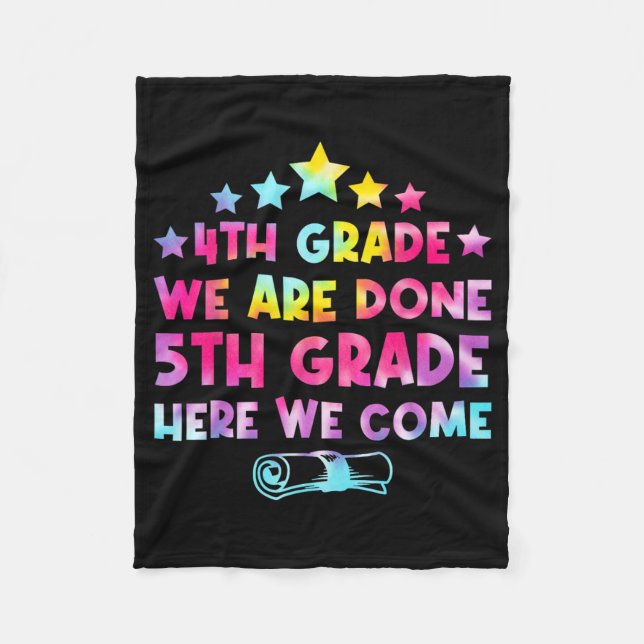 Grade Graduation Tie Dye 5th Grade Here We Come  Fleece Blanket (Front)