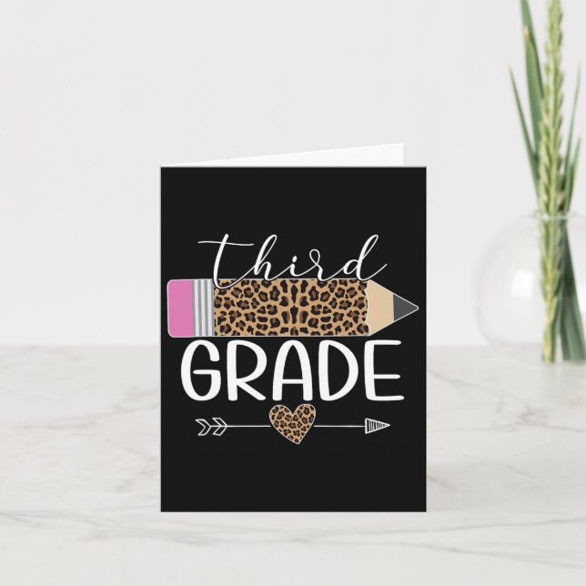 Grade Leopard Pencil Back To School Teachers Stude Card (Front)