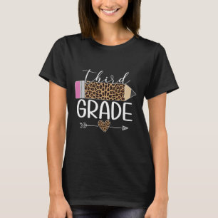 Grade Leopard Pencil Back To School Teachers Stude T-Shirt