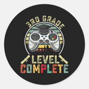 Grade Level Complete Gamer 3rd Grade Graduation Gi Classic Round Sticker