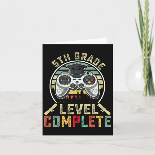 Grade Level Complete Gamer 5th Grade Graduation Gi Card (Front)