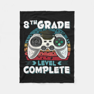 Grade Level Complete Gamer 8th Grade Graduation Gi Fleece Blanket