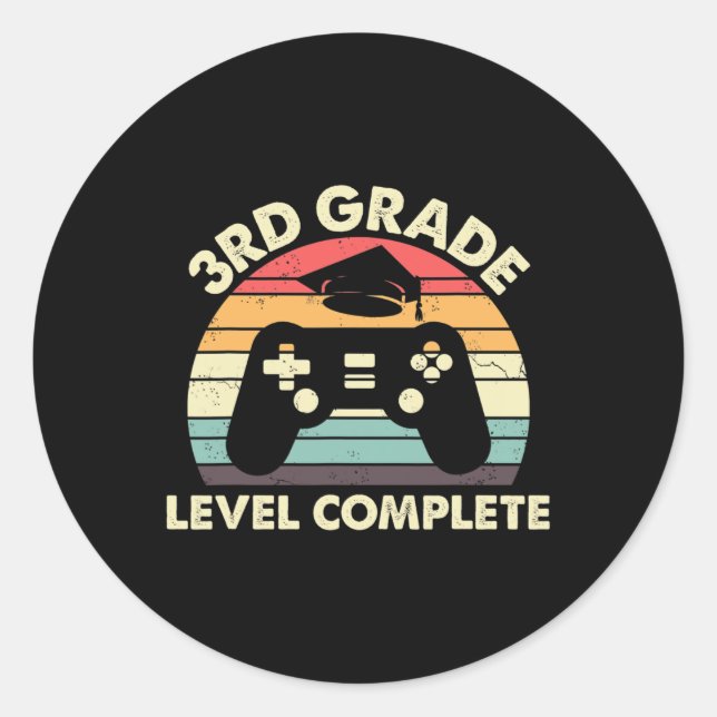 Grade Level Complete Graduation Gift For Gamer 1  Classic Round Sticker (Front)