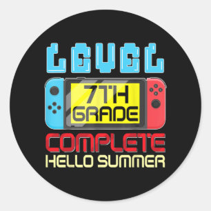 Grade Level Complete Last Day Of School Graduation Classic Round Sticker