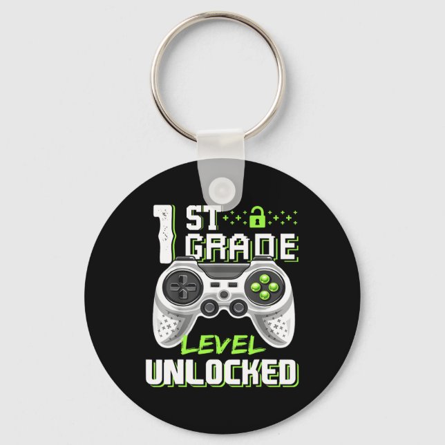 Grade Level Unlocked Gamer First Day Of School Boy Key Ring (Front)