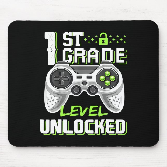 Grade Level Unlocked Gamer First Day Of School Boy Mouse Pad (Front)