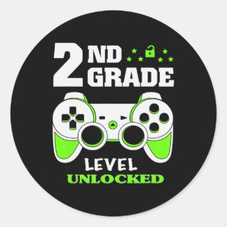 Grade Level Unlocked Video Game Back To School Boy Classic Round Sticker