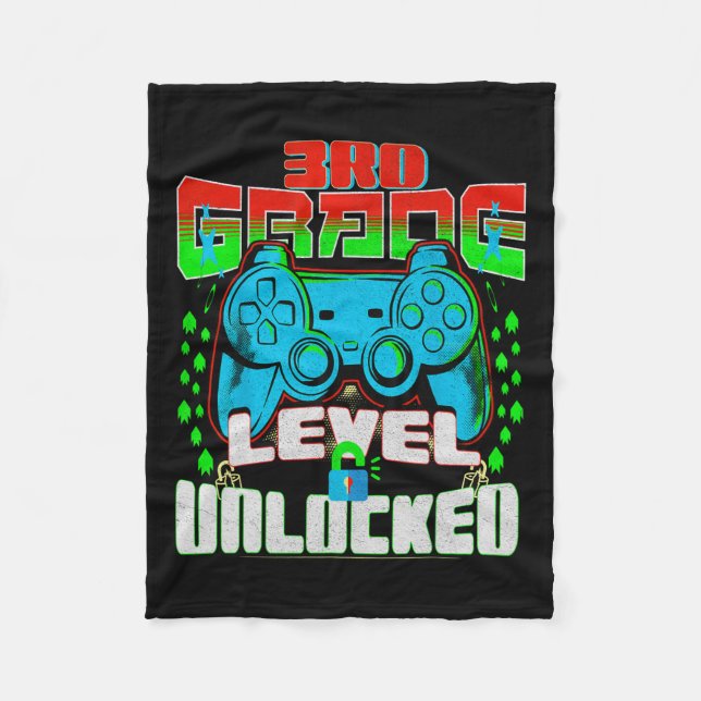 Grade Level Unlocked Video Game Back To School Boy Fleece Blanket (Front)