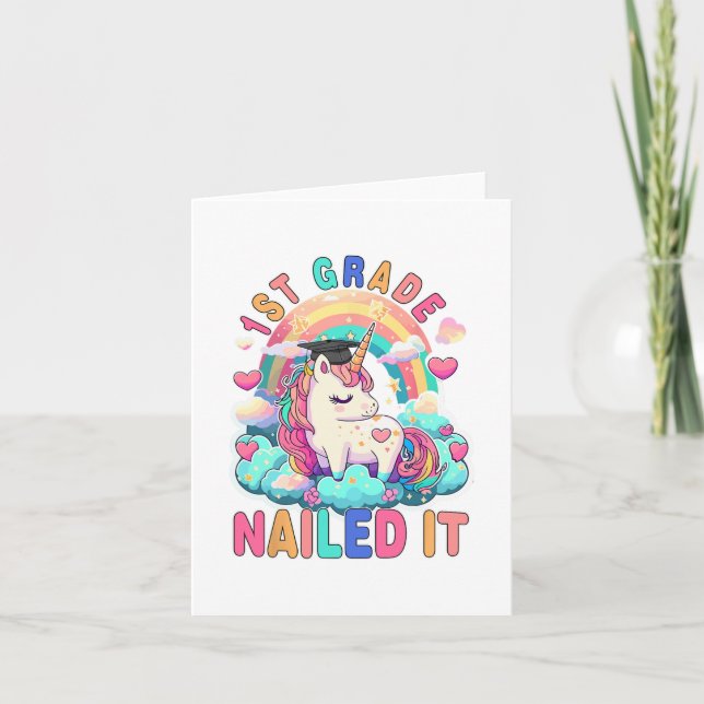 Grade Nailed It Graduation Girl Unicorn Graduate 2 Card (Front)