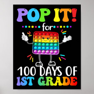Grade Pop It For 100 Days Happy 100th Day Popping  Poster