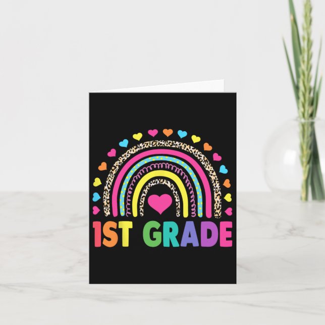 Grade Rainbow Girls Boys Teacher Team 1st Grade Sq Card (Front)