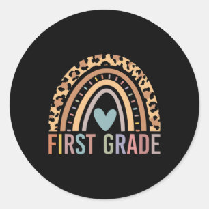 Grade Rainbow Girls Boys Teacher Team 1st Grade Sq Classic Round Sticker