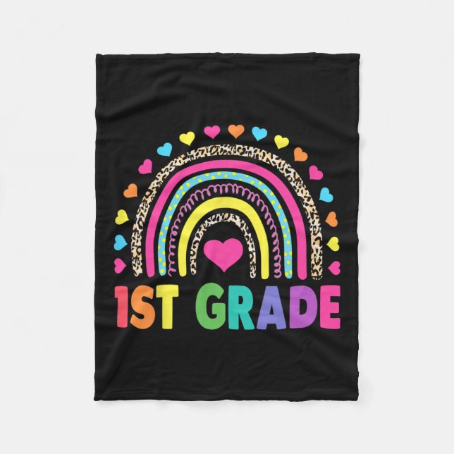 Grade Rainbow Girls Boys Teacher Team 1st Grade Sq Fleece Blanket (Front)