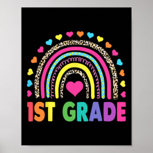 Grade Rainbow Girls Boys Teacher Team 1st Grade Sq Poster