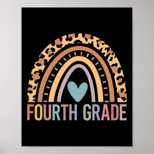 Grade Rainbow Girls Boys Teacher Team 4th Grade Sq Poster