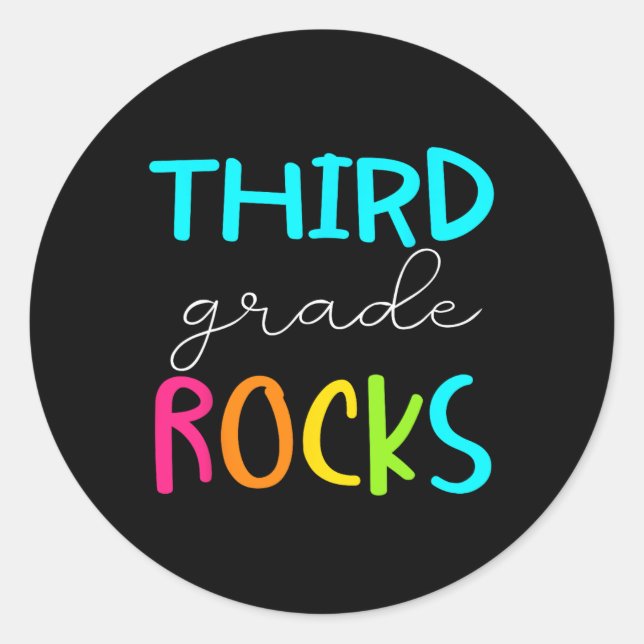 Grade Rocks Team 3rd Grade Teacher  Classic Round Sticker (Front)