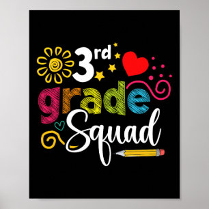 Grade Squad Back To School 3rd Grader Teacher Kids Poster
