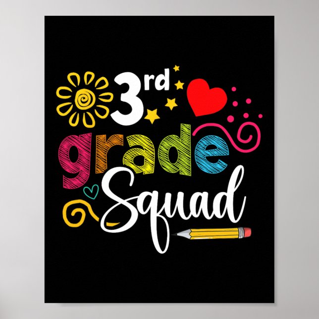 Grade Squad Back To School 3rd Grader Teacher Kids Poster (Front)