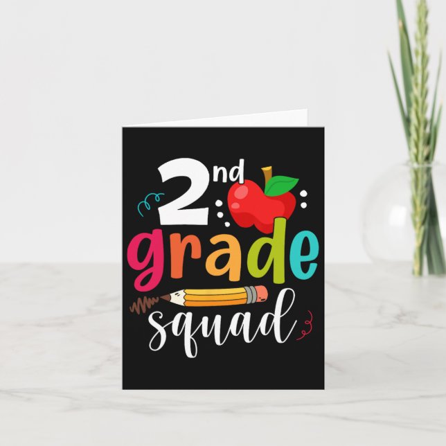 Grade Squad Fun Back To School 2nd Graders Teacher Card (Front)