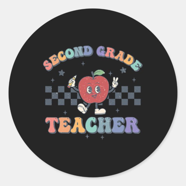 Grade Teacher Back To School Team 2nd Grade Teache Classic Round Sticker (Front)