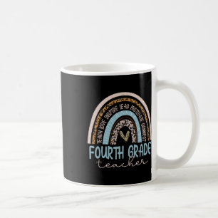 Grade Teacher Leopard Boho Rainbow Back To School Coffee Mug