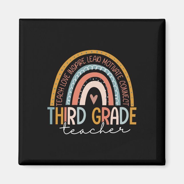 Grade Teacher Teach Love Inspire Boho Rainbow  Magnet (Front)