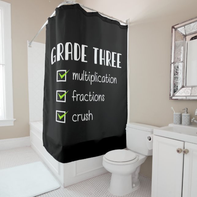 Grade Three Multiplication Fractions Crush Shower Curtain (In Situ)