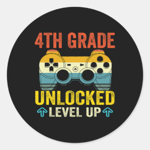 Grade Unlocked Level Up Video Game Back To School  Classic Round Sticker