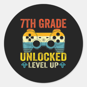 Grade Unlocked Level Up Video Game Back To School Classic Round Sticker