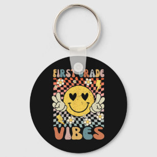 Grade Vibes 1st Grade Retro Teacher 1st Day Of Sch Key Ring