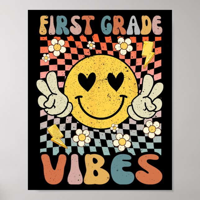 Grade Vibes 1st Grade Retro Teacher 1st Day Of Sch Poster (Front)