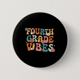 Grade Vibes Back To School Retro 4th Grade Teacher 6 Cm Round Badge