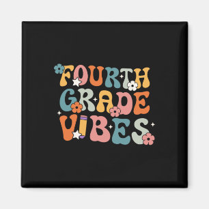 Grade Vibes Back To School Retro 4th Grade Teacher Magnet