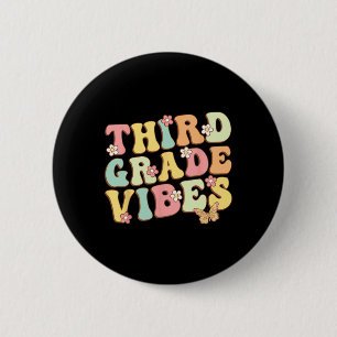 Grade Vibes Hello Team 3rd Grade Teacher Kids Retr 6 Cm Round Badge